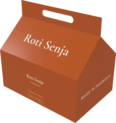Mockup 3D Food Box & Bakery Carrier dengan desain Roti Senja