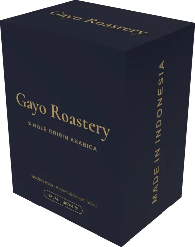 Mockup 3D Luxury Rigid Gift & Coffee Box dengan desain Gayo Roastery
